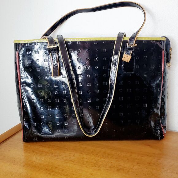Arcadia Handbags - VTG ARCADIA Black Gloss TOTE BAG SHOULDER PURSE PATENT LEATHER Travel Bag